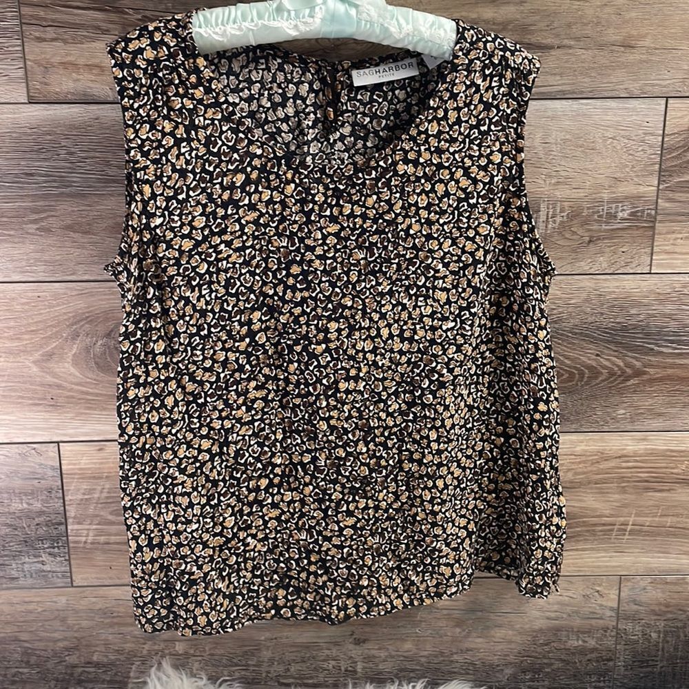 Sag Harbor Women’s Petite Sleeveless Blouse Size Petite Extra Large Black PXL
